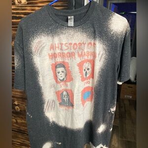 Gildan Dark Gray Horror Mask Graphic Tee with White Bleach Effect